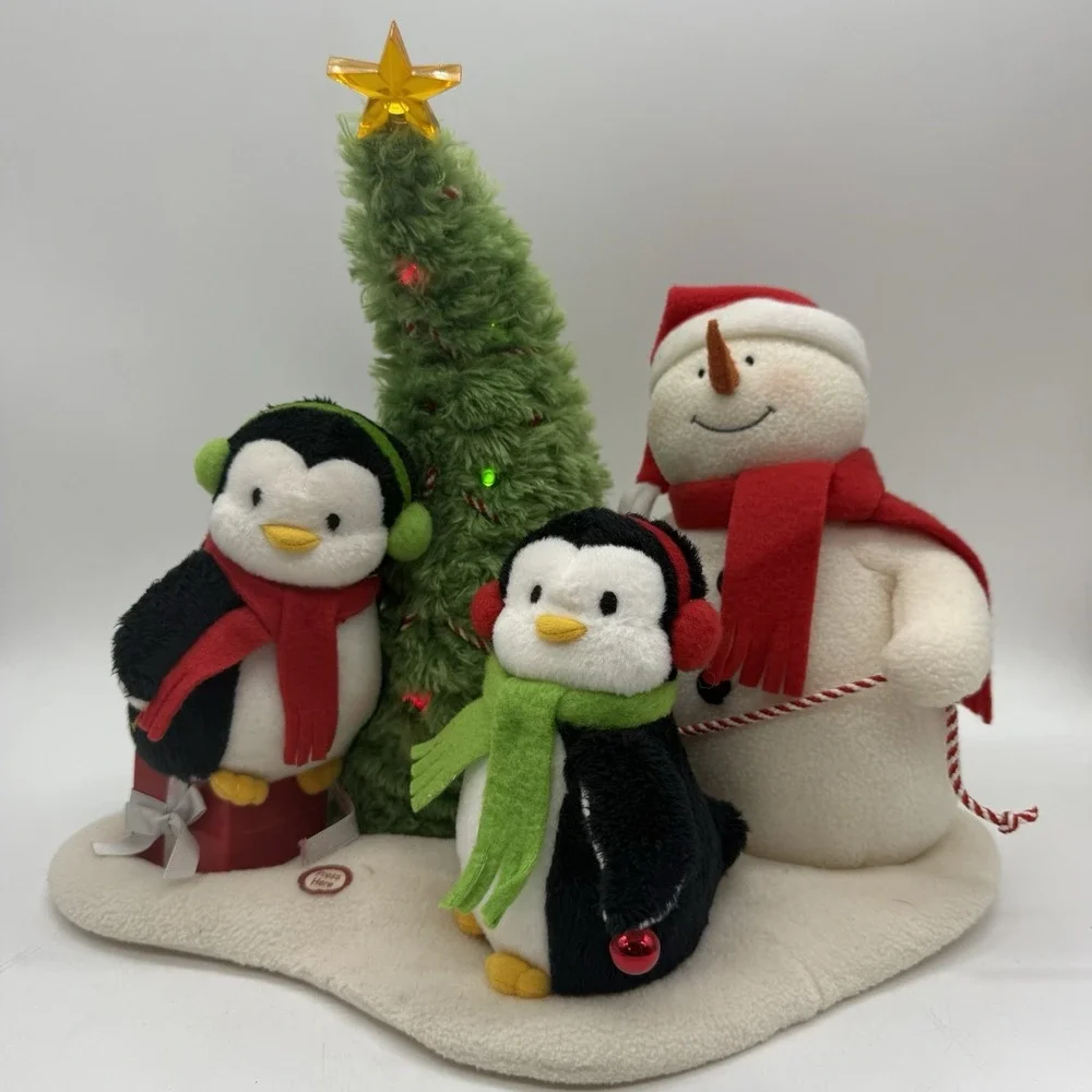 Hallmark Jingle Pals Very Merry Trio Singing Light Up Snowman Penguin Tree Works
